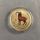 Gold! 2015 Lunar Ii Goat Perth Mint Colorized 1/10 troy oz .9999 Fine 15 Dollars