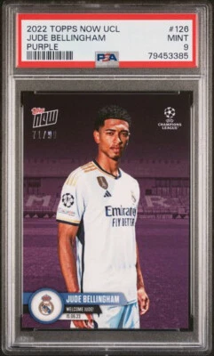 2022 Topps NOW UCL Jude Bellingham Real Madrid WELCOME JUDE #/99 PURPLE PSA 9 - Image 1 of 2