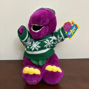 Barney Vintage Stuffed Toy Plush Dakin 1993 Green Sweater 25047 - Picture 1 of 9