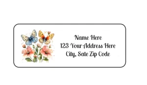 30 Schmetterlinge Blumen PERSONALISIERTE ETIKETTEN FÜR RÜCKSENDEADRESSE 1 in X 2 5/8 GLÄNZEND - Bild 1 von 1