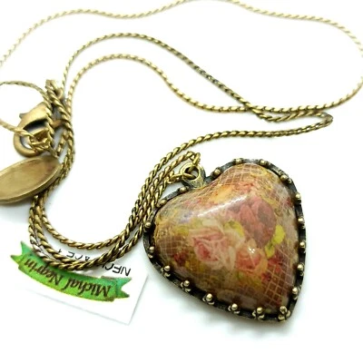 Collar Michal Negrin Corazón Rosas Colgante Retro Romántico Firmado Nueva Caja de Regalo Foto 1 de 4