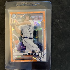 Riley Greene 2021 Bowman Sapphire Orange Chrome Refractor 53/75 #BCP-4 Tigers