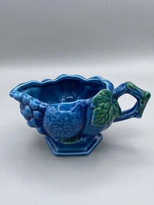 VTG Indigo Blue Inarco Creamer Majolica E2373 Grapes Leaves - Picture 1 of 10