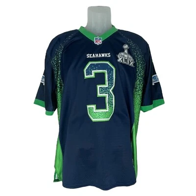 Camiseta cosida NFL On Field Russell Wilson Seahawks Super Bowl XLIX talla M Foto 1 de 4