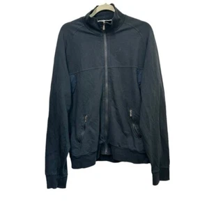 Moschino Jeans Men XL Full Zip Jacket Cotton Stretch Black Mock Neck Long Sleeve - Picture 1 of 12