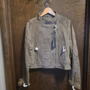 Chaqueta de moto de gamuza NYC en blanco nueva con etiquetas GRIS PARA MUJER talla XL - Imagen 1 de 5