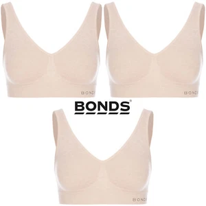3 Pack Bonds Womens Seamless Wireless Wire Free Beige Comfy Crop Bra WVLHY Bulk - Picture 1 of 5