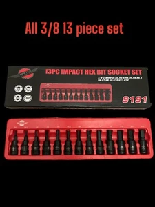 Juego de 13 enchufes BROCA HEXAGONAL DE IMPACTO 3/8" Drive Impact H2 a H10 Allen Key S2 acero - Imagen 1 de 1