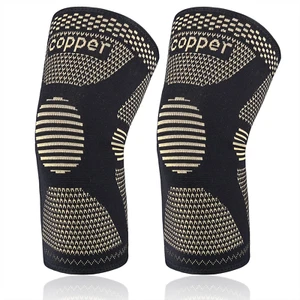 2x Copper Knee Sleeves Silver Compression Brace Support Sport Joint Injury Pain - Picture 1 of 16
