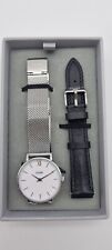 Cluse Minuit Watch Changeable Mesh & Leather Strap Silver Colour CG1519203003