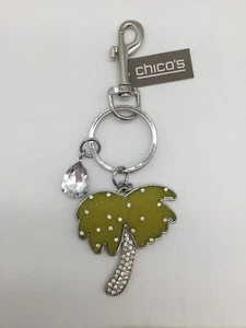 Chico's Key Chain “ Palm Tree “ Silver Tone & Crystal NEW - Picture 1 of 2