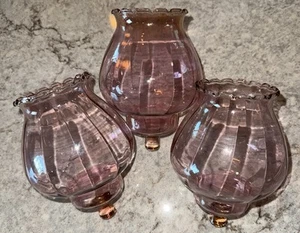 Juego de 3 Candelabros Vintage Rosa Rosa Votiva Taza Clavija Vidrio Para Aplique - Imagen 1 de 9