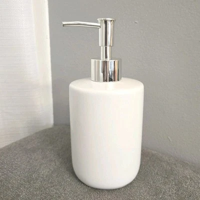 Bomba de loción dispensador de jabón botella de cerámica bomba de plástico blanco artesanía baño Foto 1 de 4