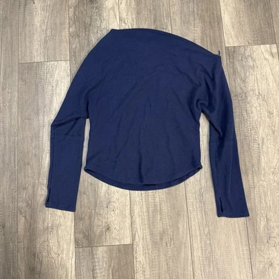 We The Free Top Women's Off-The-Shoulder Long Sleeve Thumb Holes Blue Size Large - Image 1 of 4