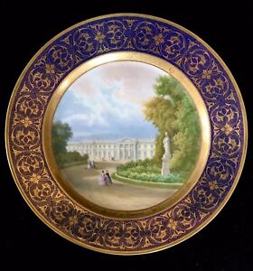 Antique Sevres Hand Painted Gilded Plate Chateau de Compiegne Later decorated