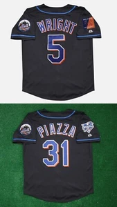 Maglia David Wright #5 o Mike Piazza #31 New York Mets Uomo Alternativa NERA - Foto 1 di 6