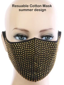 GOLD STRASS MASKE FÜR ERWACHSENE WASCHBAR WIEDERVERWENDBAR XLARGE - Bild 1 von 4