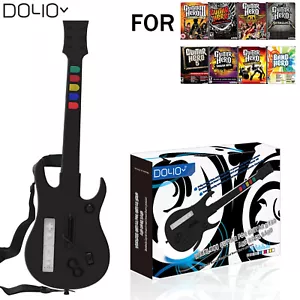 Black Wireless Guitar Controller for Nintendo Wii Guitar Hero Rock Band2 Games - Picture 1 of 9