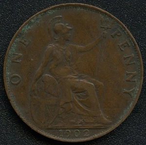 1902 Great Britain 1 Penny Coin - Picture 1 of 2