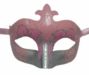 Light Pink Silver Scroll Venetian Mask Masquerade Costume Dance Men Women - Picture 1 of 3