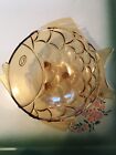 Vintage Bagley ~ Davidson ~ Sowerby England Amber Fish-Shaped Bowl 9 Inches