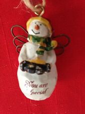 Multi 1 1/2" Snowman Angel With Sign:YOU ARE SPECIAL Ornament Figurine 