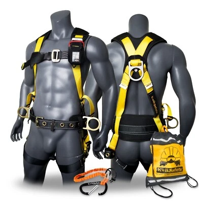 KwikSafety TYPHOON Safety Harness ANSI Fall Protection 3D Ring + Back Support - Image 1 of 4