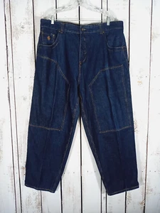 Y2K RocaWear Double Knee Wide Leg Baggy Jeans Mens Sz 44 EUC 42x31 Vtg - Picture 1 of 15