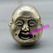 4 Emotions Four Faces of Buddha Head Statue China Collection Tibet Silver Life