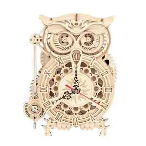 ROKR 3D Wooden Puzzle Laser-Cut Jigsaw Pendulum Owl Clock Model Kits Collection 