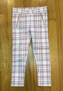 Janie and Jack White Plaid Gold Zippered Pull On Leggings Girls Size 4 - Picture 1 of 5