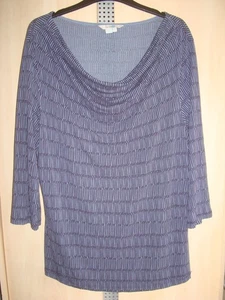 BODEN Blue Patterned COWL NECK Jersey Stretch Tunic Top 20 - Picture 1 of 4