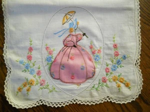 Vintage Southern Belle handbestickter Kommode Schal - Bild 1 von 7
