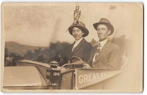 MONTANA Antik RPPC Studio Foto Auto GREAT FALLS Florence Flick 1914 Postkarte - Bild 1 von 2