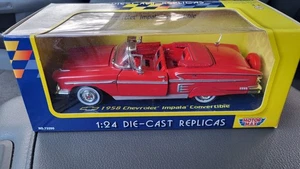1/24 Motor Max 1958 Chevrolet Impala convertible diecast car red - Picture 1 of 6