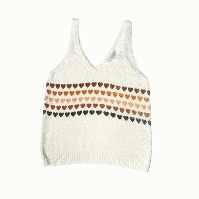 Camiseta sin mangas suéter sinceramente Jules recortada sin mangas marfil corazón talla grande Foto 1 de 4