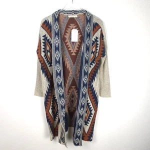 Lavendel Stamm vorne offen Cardigan Pullover M braun Azteken Boho Langarm Neu mit Etikett - Bild 1 von 14