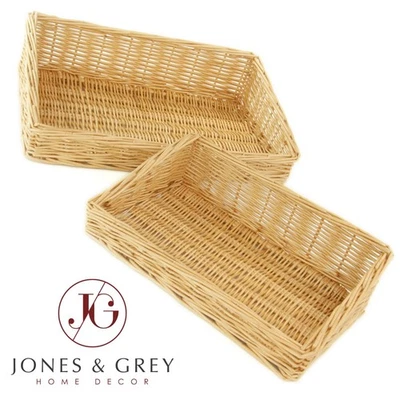 WICKER BASKET TRAY KITCHEN STORAGE DISPLAY HAMPER RATTAN BREAD BIN FRUIT GARDEN - Image 1 of 4