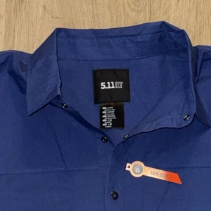 5.11 Tactical Shirt Herren Igor Solid Schnelleinstieg Langarm Druckknopf blau Muschel Gr. L - Bild 1 von 8