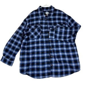 Time and True Sakko Hemd Damen Gr. XXL 22 Shacket blau kariert Flanell Knopf - Bild 1 von 7