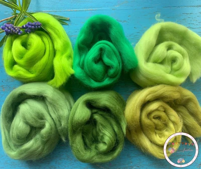 Prendas para el torso de lana merino Heidifeathers® - 'Greens alegres' - lana derretida