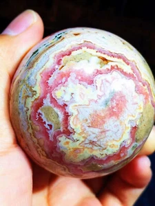 50.4mm rare natural Rhodochrosite sphere quartz crystal ball healing gift+stand - Picture 1 of 6