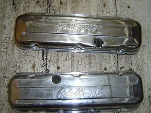 1970-1990 GM 454 V8 Edelbrock Chromed Valve Covers - Picture 1 of 2