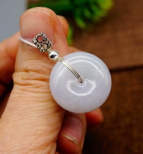 Certified 100% Natural A Jade jadeite Fei cui 翡翠 Circle Donut 翡翠平安扣 Pendant65 - Picture 1 of 12