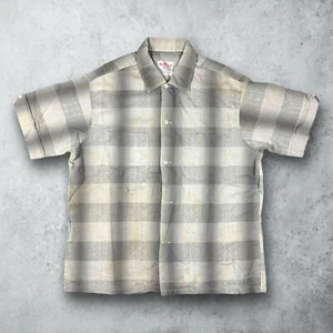 Vintage 50s Royal Knight Shadow Plaid Cotton Button Up Shirt Men's Size Medium - Bild 1 von 13