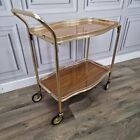 Vintage Retro 2 Tier Gold Cocktail Drinks Tea Hostess Trolley Gin Cart - Display