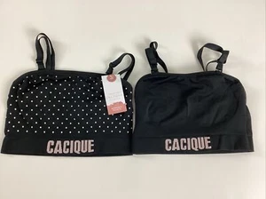 Cacique Lane Bryant Reversible Bralette Regular Size 4/6 Black Dot NWT - Picture 1 of 5