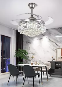 42" European silver invisible crystal ceiling fan light with remote control - Picture 1 of 7