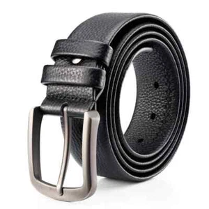 Mens Black Genuine Leather Belt, Dress Casual Jeans Belts for Men Duty Work Belt - Picture 1 of 7