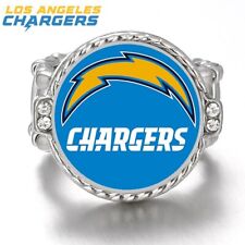 San Diego Chargers Silver Women's Crystal Accent Football Ring w Gift Pkg D12
